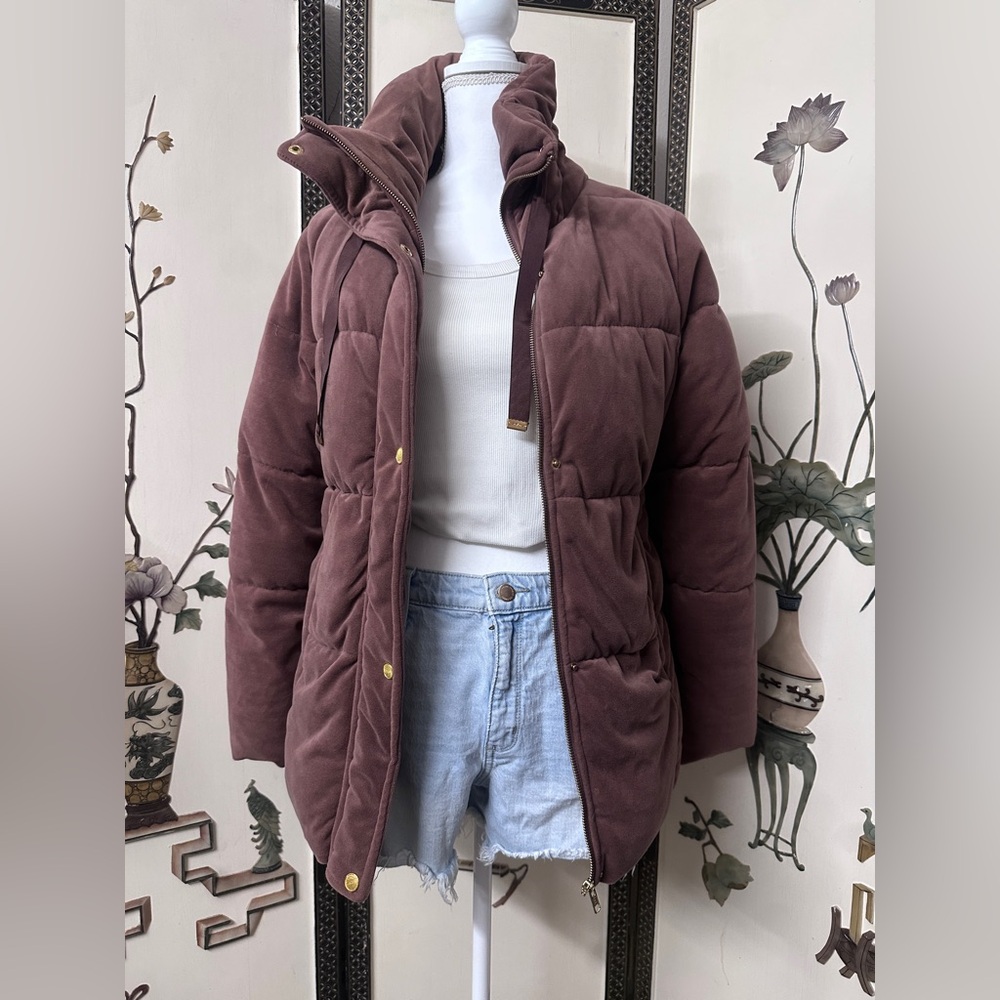 Isaac Mizrahi New York Women’s Brown Quilted Puffer Jacket Coat Size M